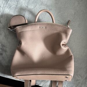 Calvin Klein Pebbled Leather Backpack in Taupe